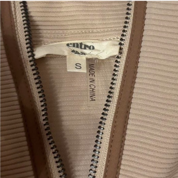 Entro Cream and Brown Sleeveless Mini Dress - Picture 3 of 5